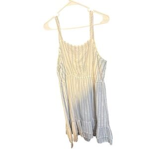 Molly & Isadora Blue White Striped Sleeveless Tiered Ruffle Sun Dress Plus 2X